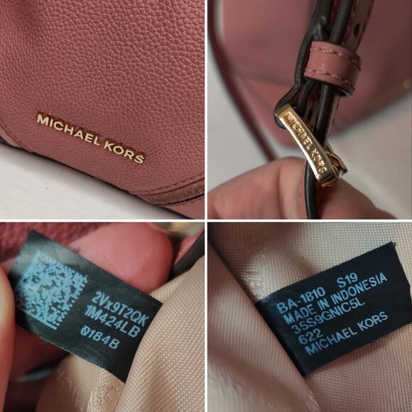 Michael Kors Dusty Pink Rose Pebbled Leather Bucket Crossbody Bag Valentine - Picture 5 of 16